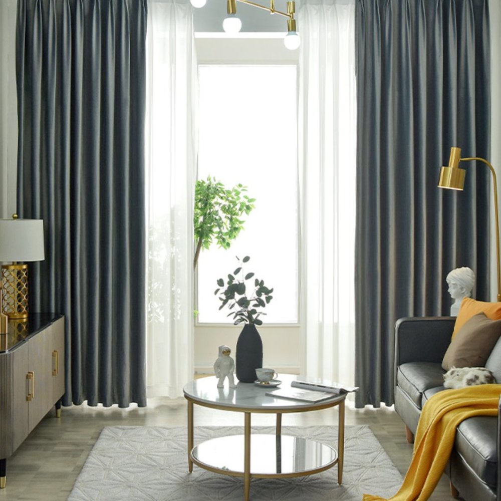 NEW Heavyweight rich velvet Curtain grey gray Premium quality Luxury Drapery
